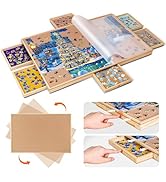 Becko US 1000 Piece Rotating Puzzle Board with 6 Sorting Drawers & Clear PP Cover, Push to Open D...