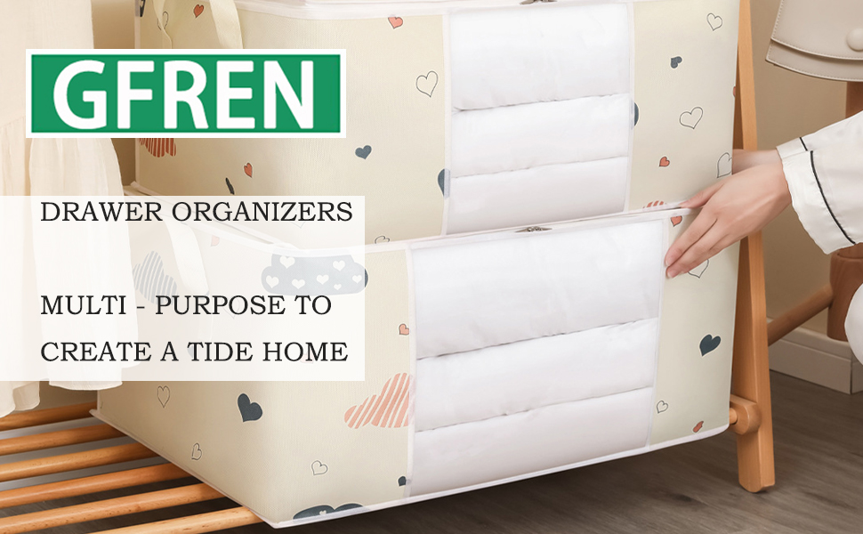 Gfren Duvet Storage Bag 2 Pack, Large Capacity Storage Bags with Zips