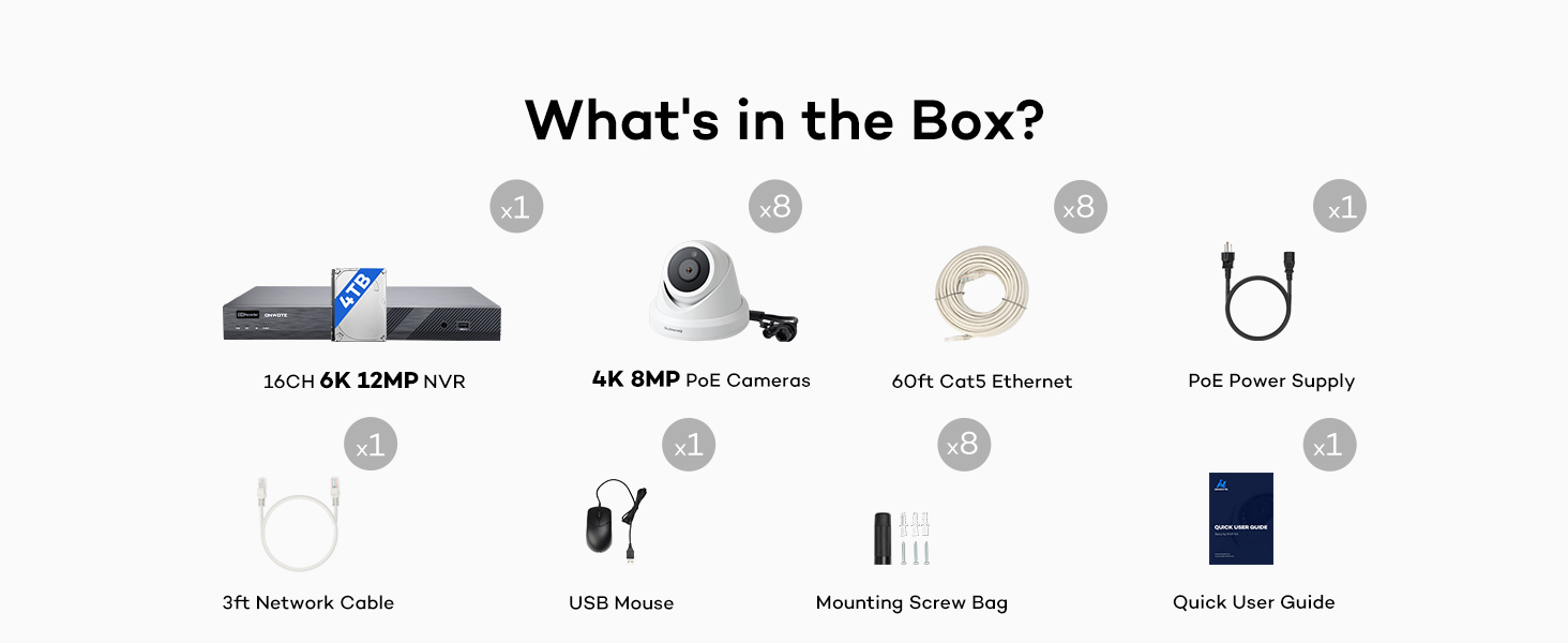 onwote camera security system cameras outdoor home poe 4k wired nvr audio video surveillance dvr