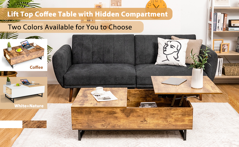 110cm Lift Top Coffee Table Modern Wooden Lift Top Dining Table Hidden Storage 13 1