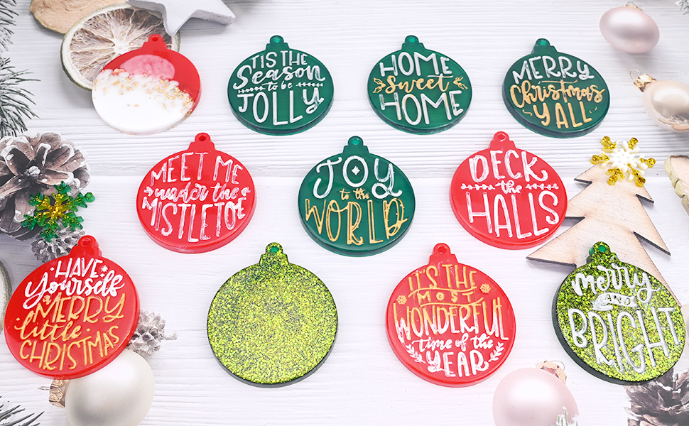Christmas Resin Molds, 2 Pieces Christmas Ornaments Silicone Molds for Epoxy Resin, Round