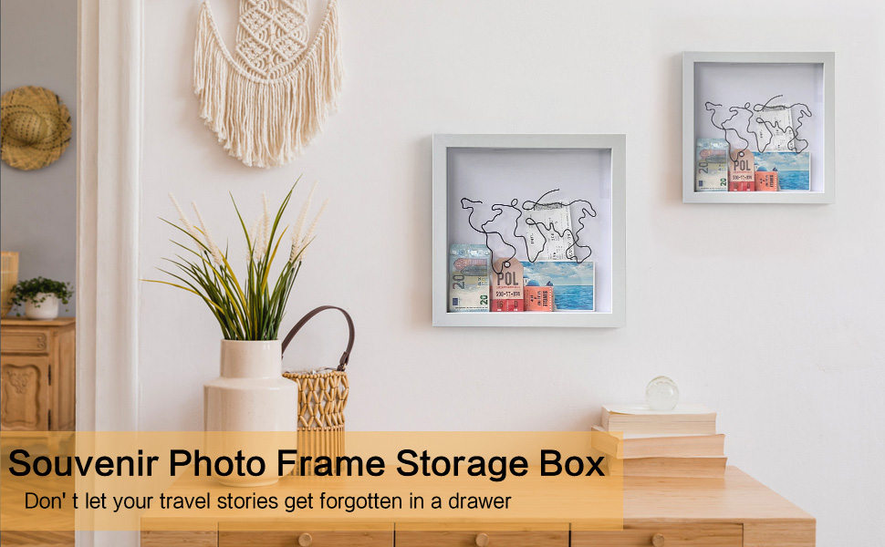 huxihom Travel Box for Memories, Adventure Archive Box, Small Shadow Box Frame