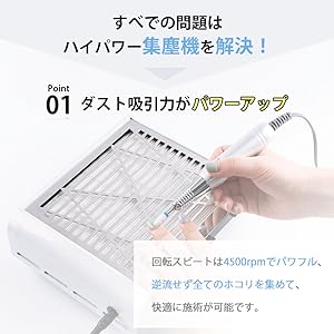 WSPT JAPAN ネイル用集塵機 ホワイトヴァンスーサ 集塵機 ヴァンスーサー LED付 2WAY