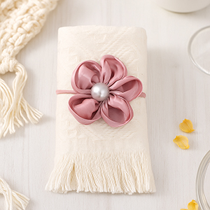 Beautiful facial washcloth with purple flowers scrunchie