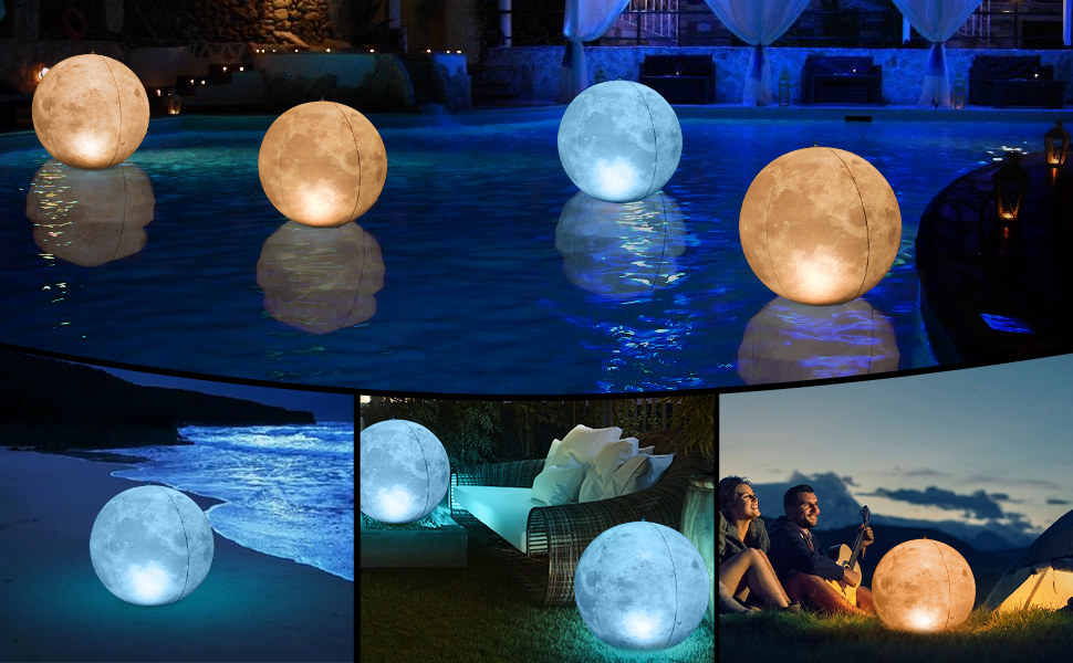 HENGBIRD Boule Lumineuse Piscine Flottante, Lune Boule Lumineuse Exterieure  Solaire 40 cm, IP68 Imperméable Lampe Flottante pour Piscine à Suspendre,  Cycle Froid et Chaud Lumière de Piscine Flottante : : Luminaires et