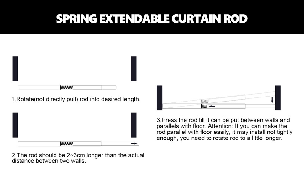 Spring Loaded Tension Rod Adjustable Shower Curtain Rod