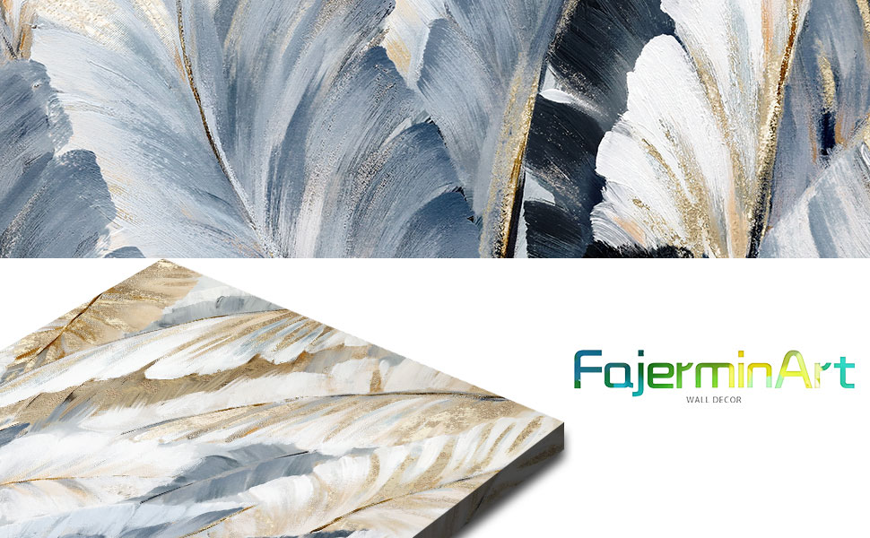 FajerminArt Framed Canvas Prints Abstract Feather Canvas Wall Art for