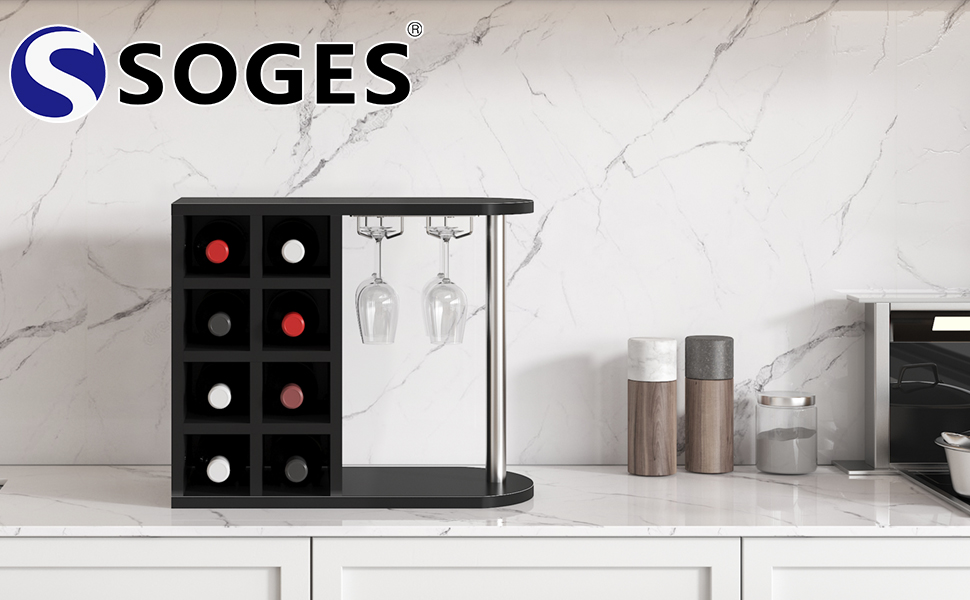 8 Bottles Tabletop Wine Holder Rack, Countertop Wine