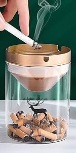 Glass Ashtray with Lid