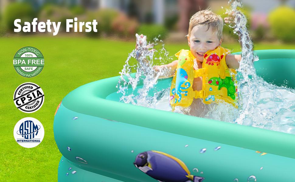 Inflatable Pool, FullSized Kiddie Pool, 96 X 57 X 22 Inch