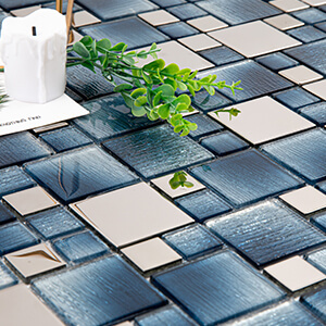 Blue/Silver mirror glass mosaic tile for kitchen bathroom backsplash shower wall subway glass tile