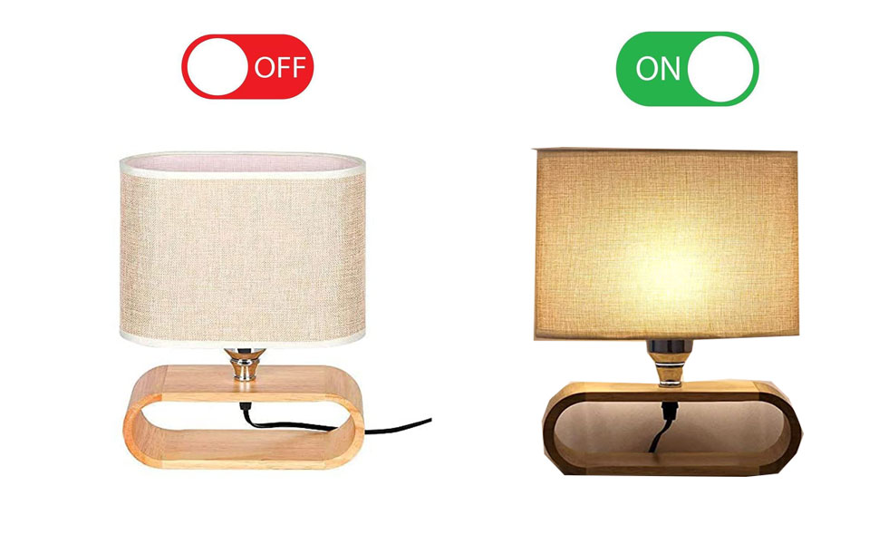 Artica Home Decorative Night Table Lamp Solid Wood & Fabric Shade Bedside Desk Lamps