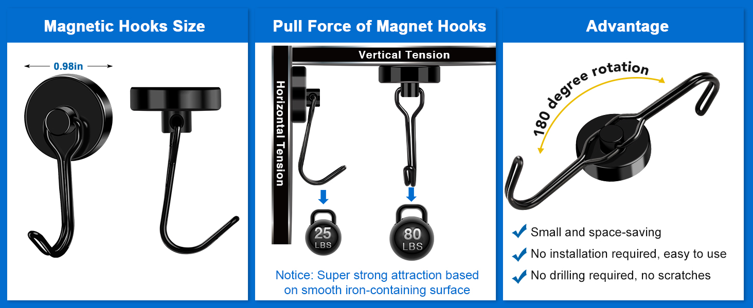 LOVIMAG Hooks, 80LBS Neodymium Hooks Swivel