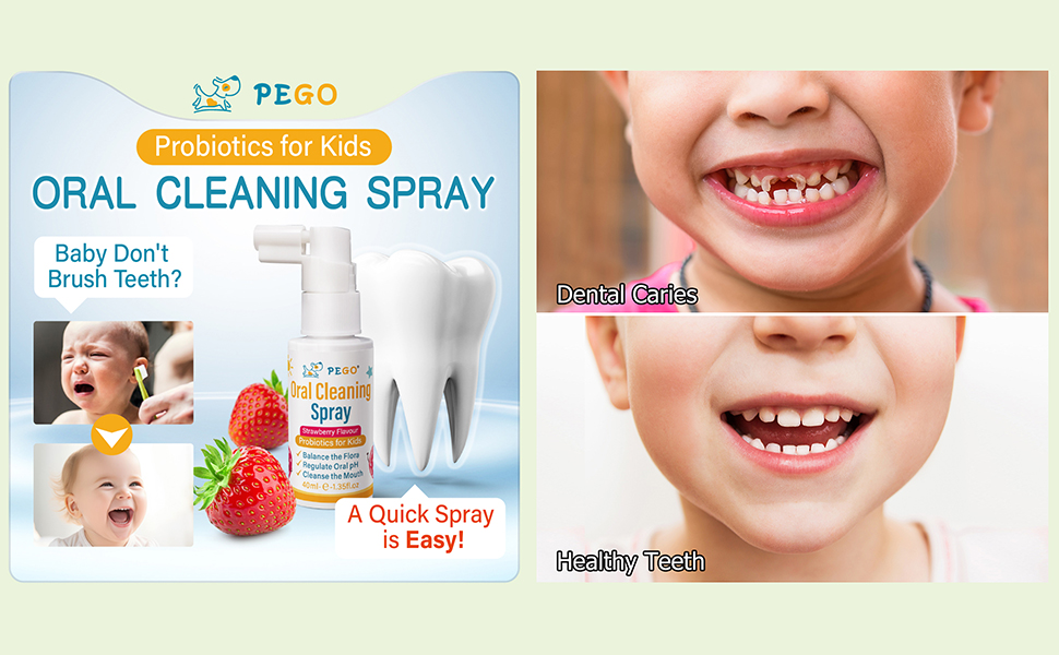 PEGO Kids Oral Spray, Toddler Toothpaste Helper for Cavity Repair and Fresh Breath