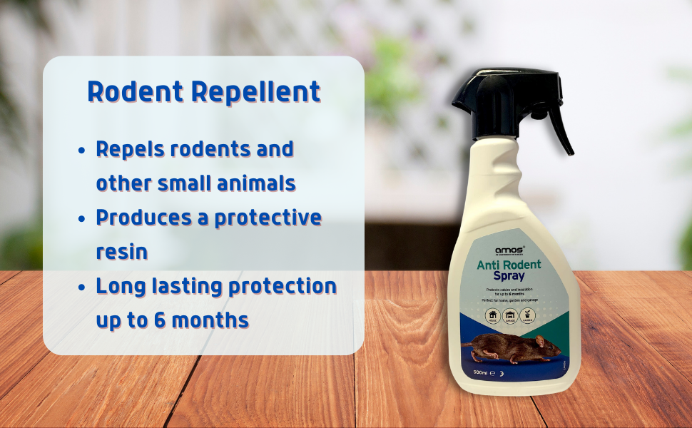 AMOS Anti Rodent Spray 500 ml, Deterrent Rodent Spray, Protective Rodent Repeller Coating