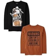 The Children's Place Boys' Gamer,Cars,Sports Long Sleeve Graphic T-Shirts,2 Pack