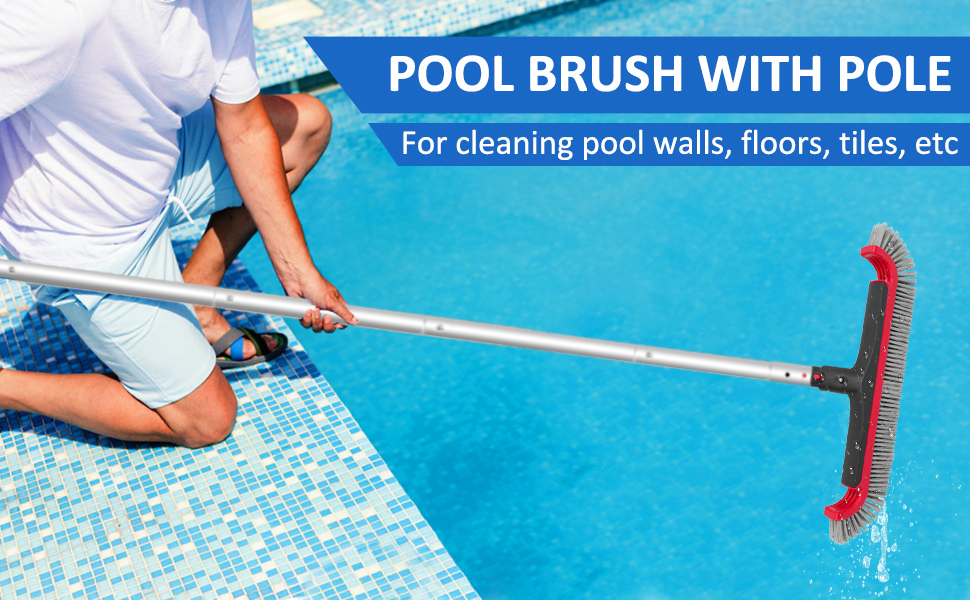 Swimming Pool Brush with Pole 17.5" Pool Wall Brush with