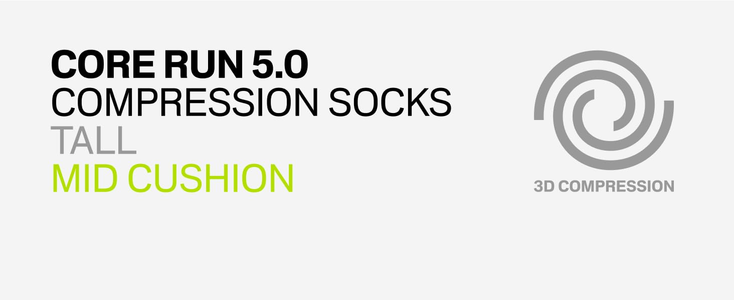 Core Run 5.0 - Compression Socks - Tall - Mid Cushion - 3D Compression