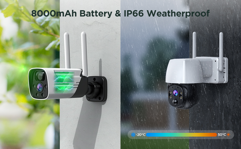 [100 WireFree + 4MP] Camcamp Wireless Security Camera System Battery