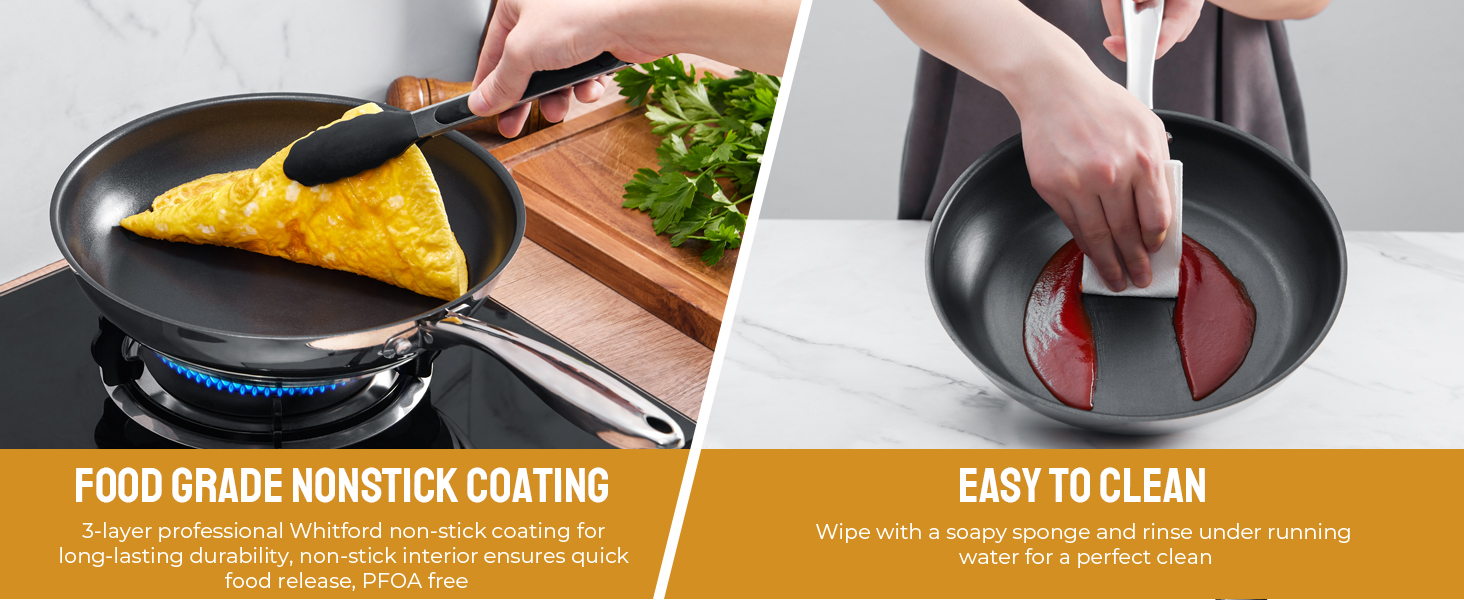 OAKSWARE Stainless Steel Frying Pan 28cm, Nonstick Frying Pans