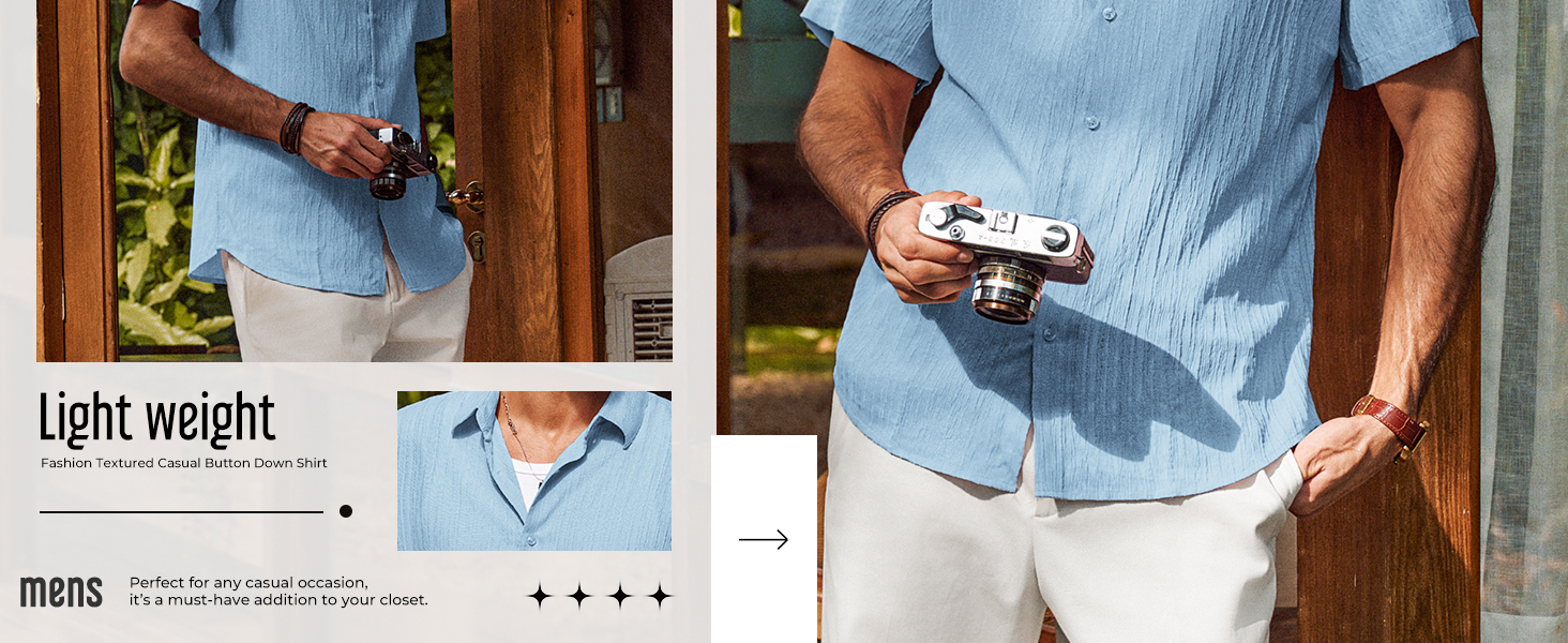 beach shirt for men short sleeve casual button down shirts fashion textured casual shirt