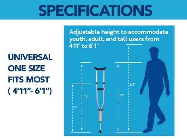 Lightweight Crutches for Adults, 2 Crutches Included, Universal Crutches for Walking