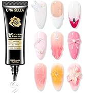 UNA GELLA 3D Gel Nail Art, Sculpting Gel Nail Glue 15g for Nails Tips, Chrome Nails Powder and Na...