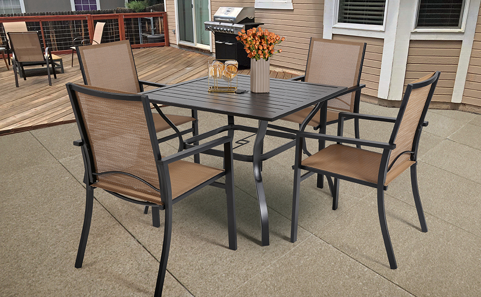 Anmutig Patio Dining Chairs Set of 2 with Textilene mesh