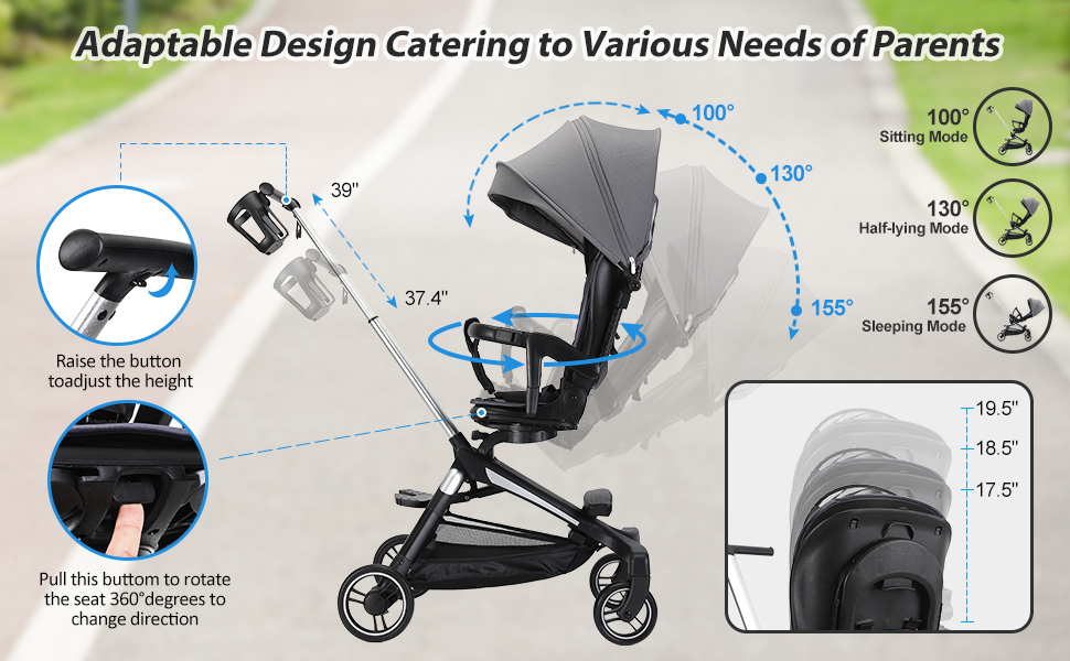 Lightweight Baby Stroller, zebrater Compact Travel Toddler