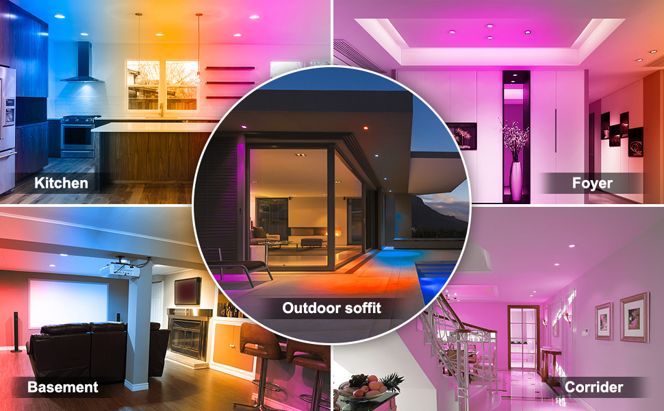 Smart Recessed Lighting 6 Inch Color Changing 16W LED Downlight with