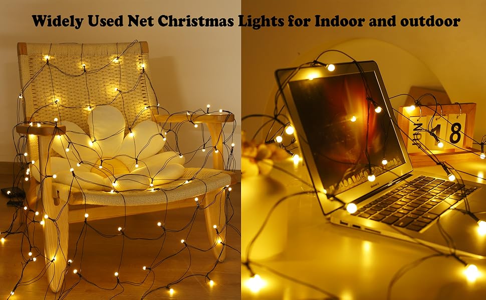 outdoor net lights bushes