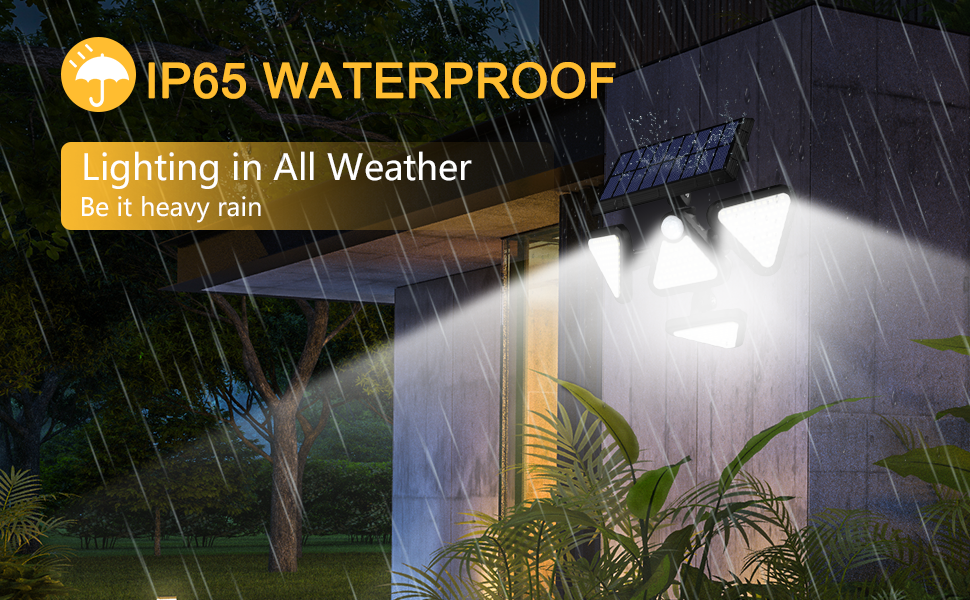 Luposwiten 4 Heads Solar Outdoor Lights, Motion Sensor Outdoor Lights