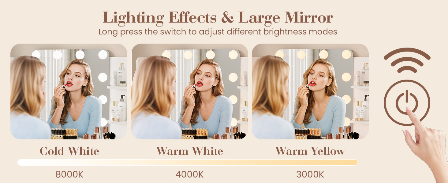 Makeup Vanity Desk with Mirror Lights Vanity Table Modern Dressing Table Furniture Storage Bedroom