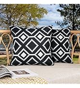 Adabana Outdoor Waterproof Throw Pillow Covers Set of 2 Boho Farmhouse Pillow Covers for Patio Ga...