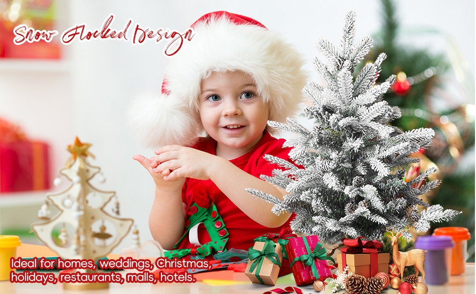 Flocked Small Christmas Tree Leheyhey 2 Foot Mini Tabletop Christmas Tree with 175