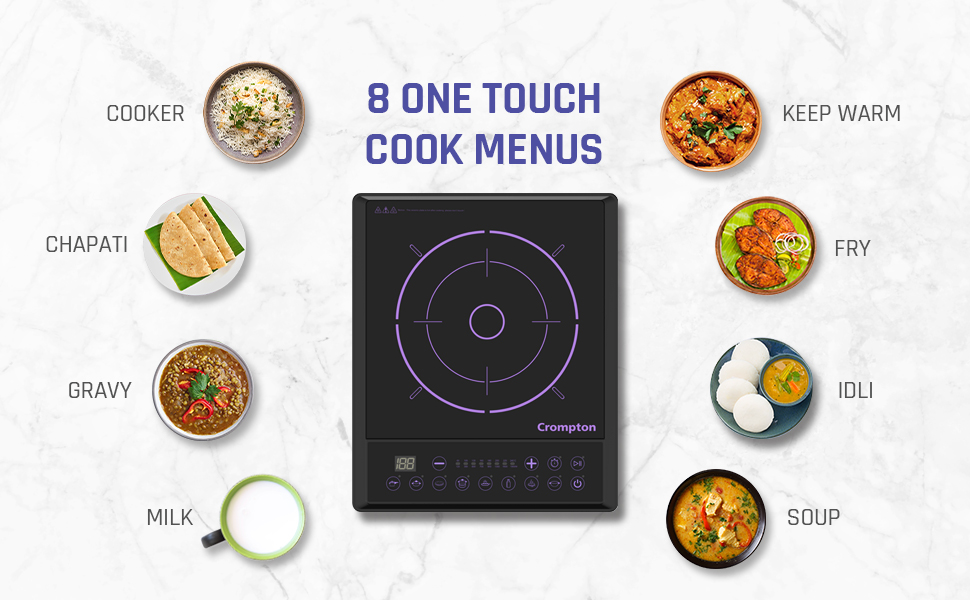 Buy Crompton Instaserve 1900 W Induction Cooktop with Tactile Push Buttons 8 One touch Cook