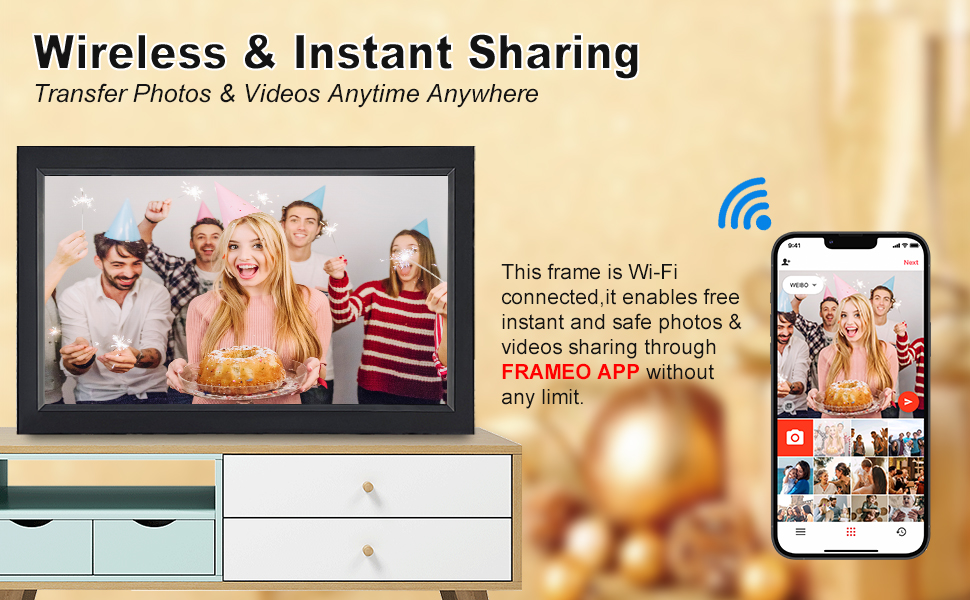 HaiZR 15.6 Inch Digital Photo Frame Large WiFi Digital Picture Frame