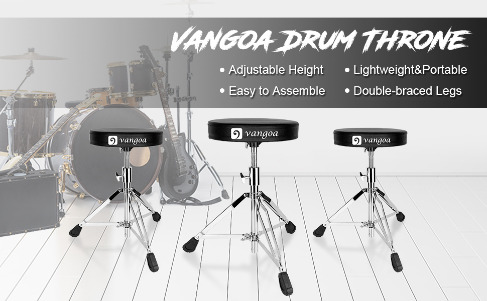 Vangoa Drum Throne, Padded Drum Stool Seat Portable