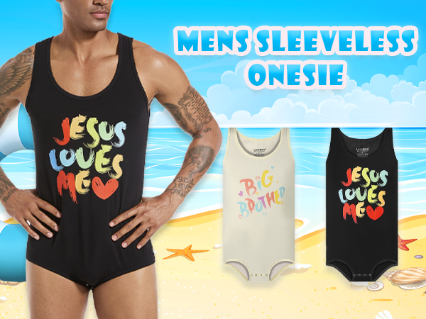 Amazon.com: Landofgenie Mens Onesie Tank Top for Men One