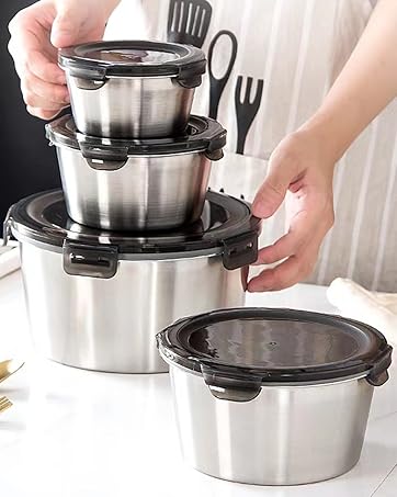 Misichao Stainless Steel Food Containers with Airtight Lids 4 Pack