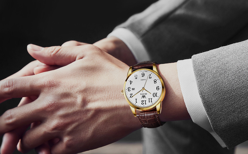 mens watch with leather strap