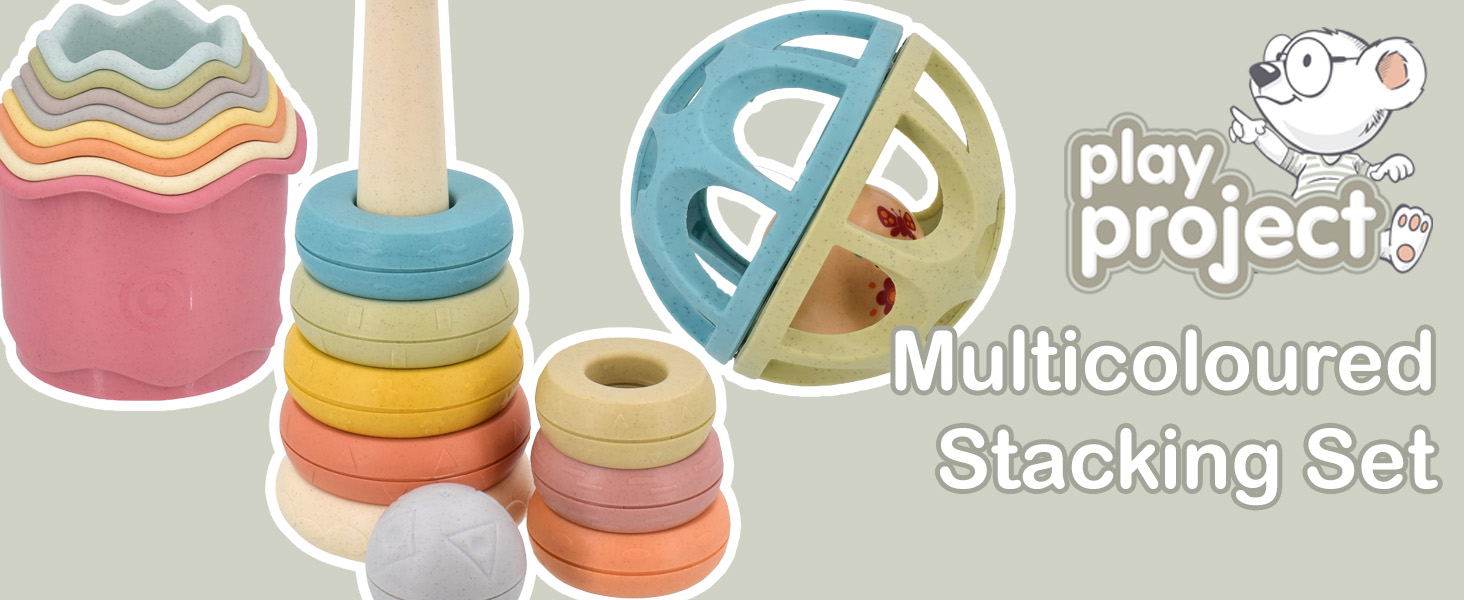 kandytoys play project stacking rings, stacking cups, and ball set