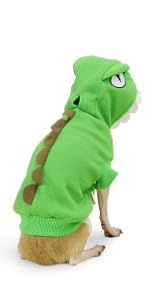 Dinasour 100% Cotton Small Dog Hoodie, Dog Clothes for Small Dogs Girl Boy