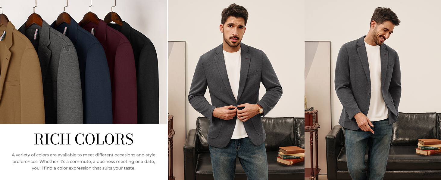 Mens Casual Blazer Jackets One Button Sport Coats Unlined Suit Jackets  Business Knitwear