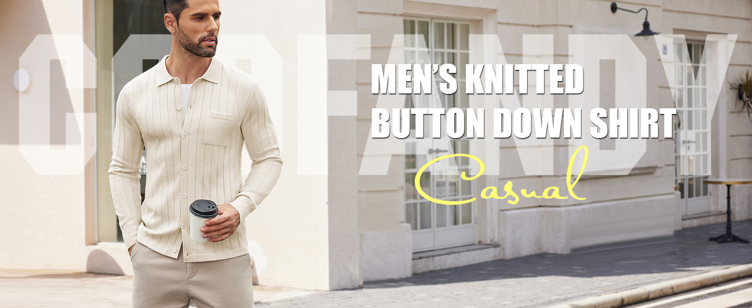 mens knitted button down shirt
