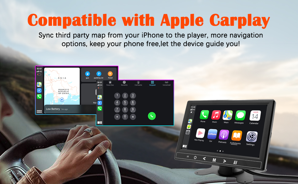 Binize Portable Carplay Screen Navigation, Portable 7 Inch