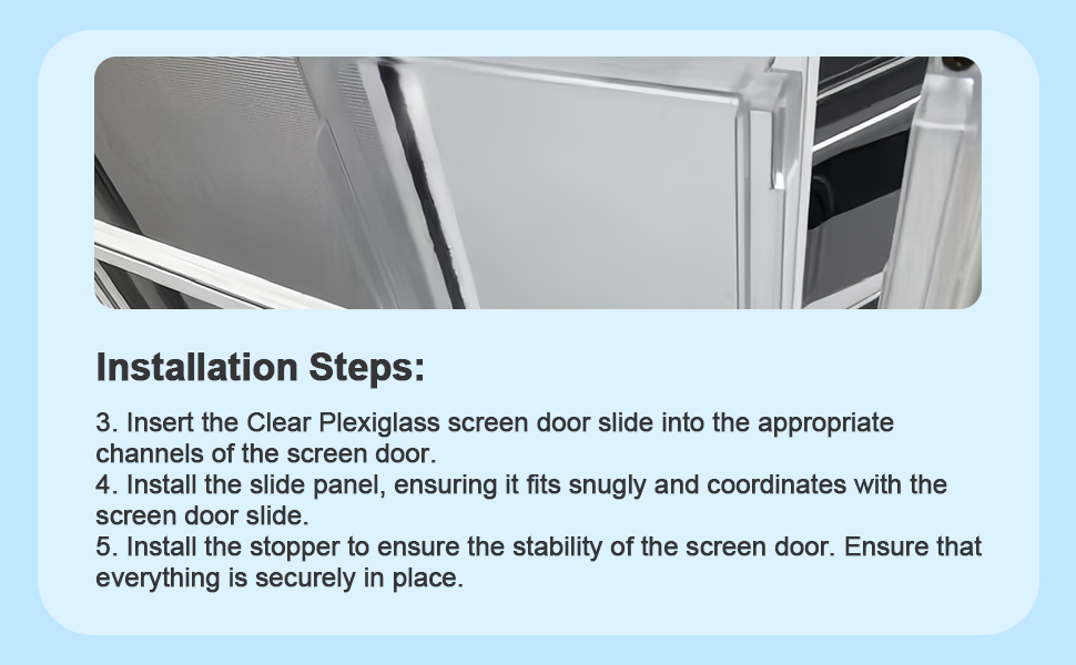 Clear Plexiglass Screen Door Slide 470100 , Slide Panel
