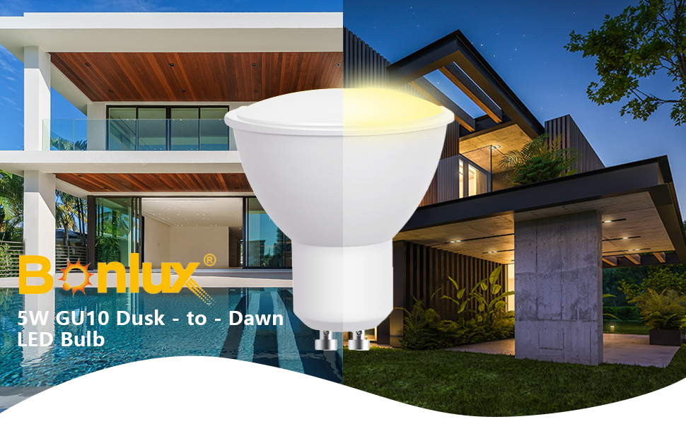 Bonlux 5W Dusk to Dawn Light Bulbs,GU10 Energy Saving Sensor Light Bulbs,40W Equivalent,Smart