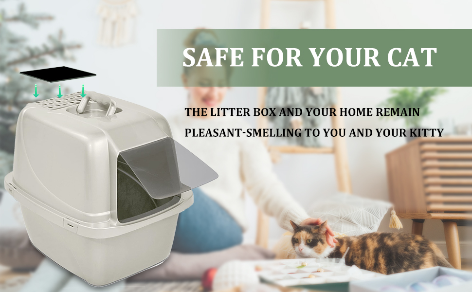 GZJoSum 8 Pack Cat Litter Box Charcoal Filters for Van Ness Cat Litter Box, 4.4 x 6