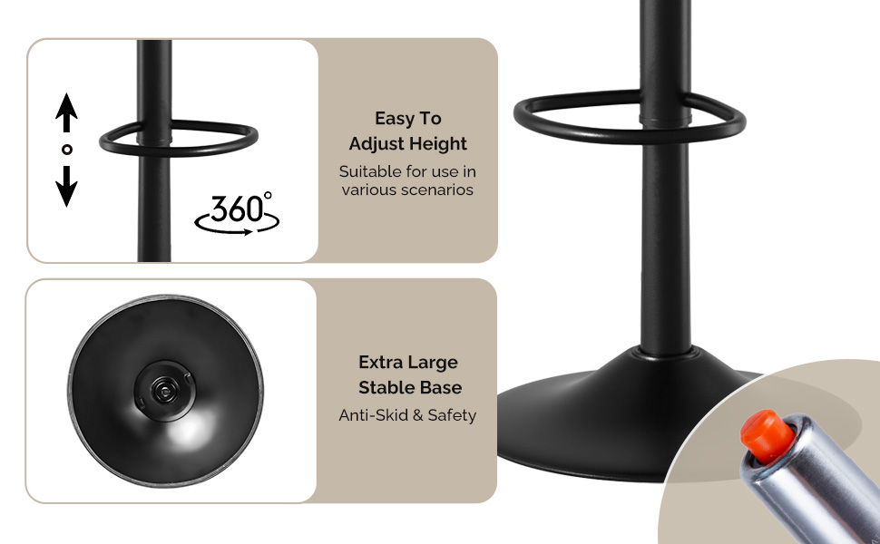 Daluvenix Modern Bar Stools Set of 2,Adjustable Swivel